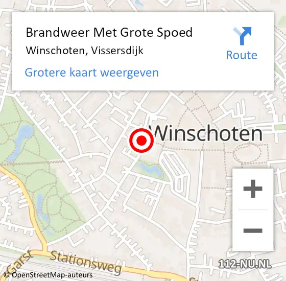 Locatie op kaart van de 112 melding: Brandweer Met Grote Spoed Naar Winschoten, Vissersdijk op 18 september 2024 00:34