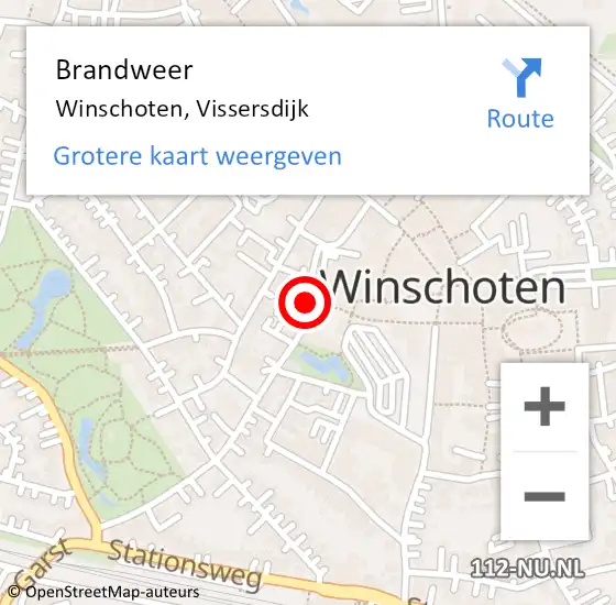 Locatie op kaart van de 112 melding: Brandweer Winschoten, Vissersdijk op 18 september 2024 00:37