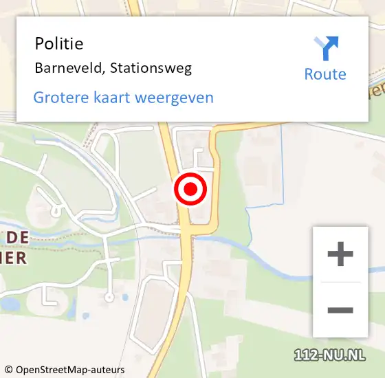 Locatie op kaart van de 112 melding: Politie Barneveld, Stationsweg op 18 september 2024 01:42