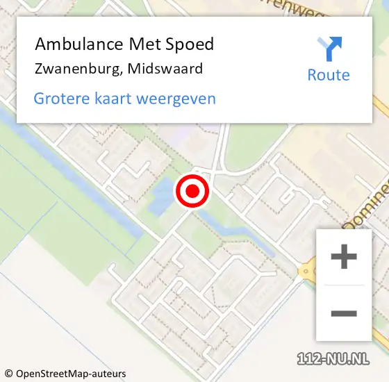 Locatie op kaart van de 112 melding: Ambulance Met Spoed Naar Zwanenburg, Midswaard op 18 september 2024 02:09