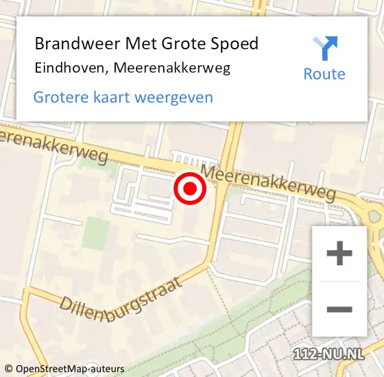 Locatie op kaart van de 112 melding: Brandweer Met Grote Spoed Naar Eindhoven, Meerenakkerweg op 18 september 2024 02:10