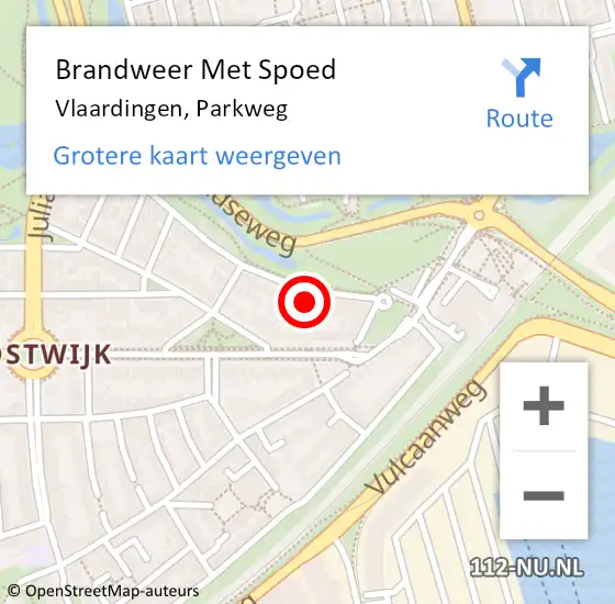 Locatie op kaart van de 112 melding: Brandweer Met Spoed Naar Vlaardingen, Parkweg op 18 september 2024 02:34