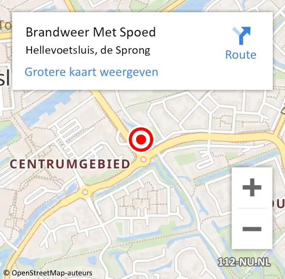 Locatie op kaart van de 112 melding: Brandweer Met Spoed Naar Hellevoetsluis, de Sprong op 18 september 2024 03:00