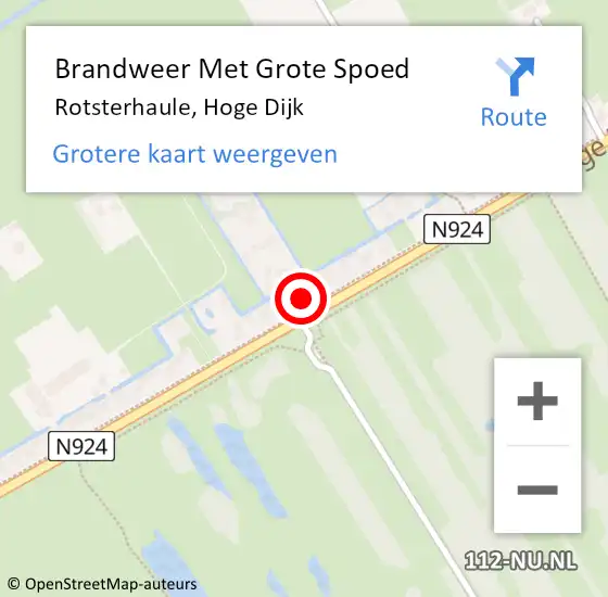 Locatie op kaart van de 112 melding: Brandweer Met Grote Spoed Naar Rotsterhaule, Hoge Dijk op 18 september 2024 04:14