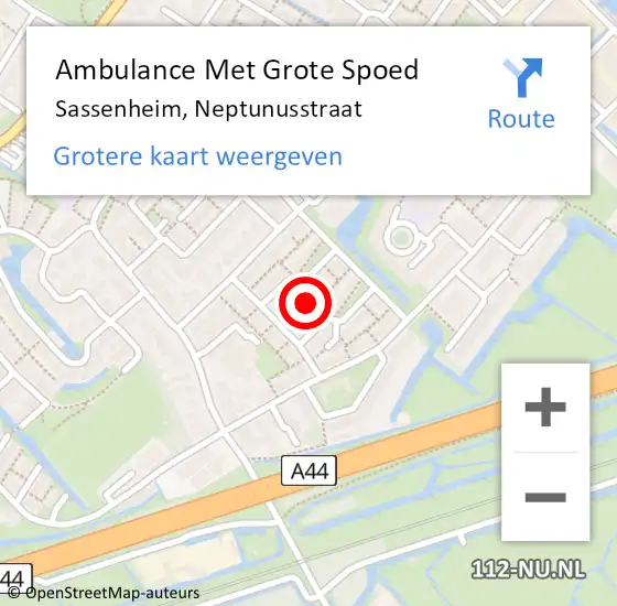 Locatie op kaart van de 112 melding: Ambulance Met Grote Spoed Naar Sassenheim, Neptunusstraat op 18 september 2024 05:20