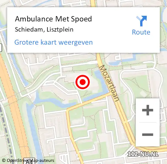 Locatie op kaart van de 112 melding: Ambulance Met Spoed Naar Schiedam, Lisztplein op 18 september 2024 06:10