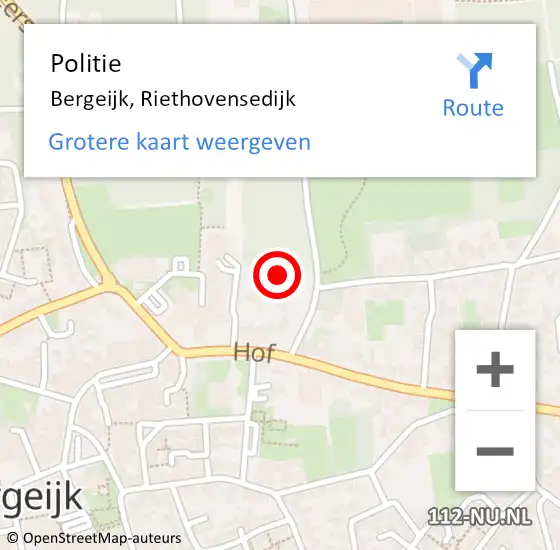 Locatie op kaart van de 112 melding: Politie Bergeijk, Riethovensedijk op 18 september 2024 07:04