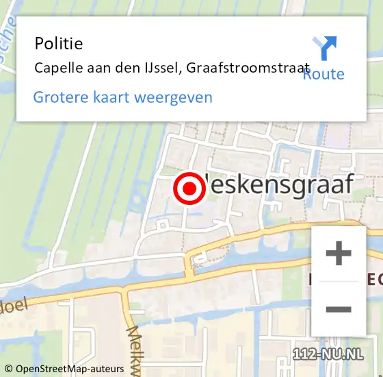 Locatie op kaart van de 112 melding: Politie Capelle aan den IJssel, Graafstroomstraat op 18 september 2024 07:06