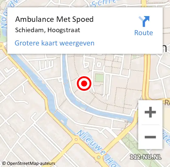 Locatie op kaart van de 112 melding: Ambulance Met Spoed Naar Schiedam, Hoogstraat op 18 september 2024 07:13