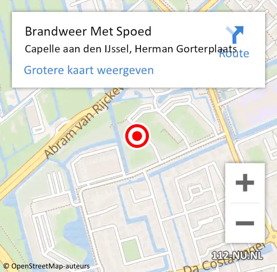 Locatie op kaart van de 112 melding: Brandweer Met Spoed Naar Capelle aan den IJssel, Herman Gorterplaats op 18 september 2024 07:17