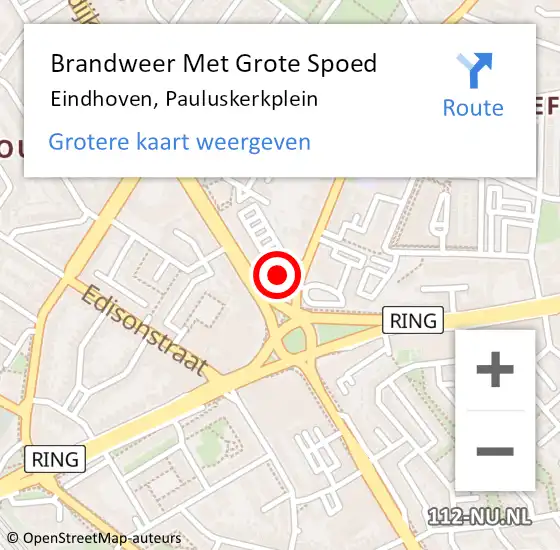 Locatie op kaart van de 112 melding: Brandweer Met Grote Spoed Naar Eindhoven, Pauluskerkplein op 18 september 2024 07:25