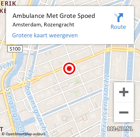 Locatie op kaart van de 112 melding: Ambulance Met Grote Spoed Naar Amsterdam, Rozengracht op 18 september 2024 07:28