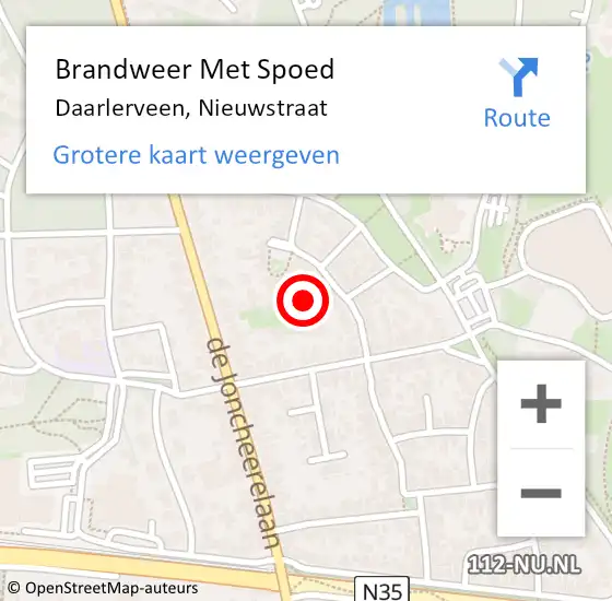 Locatie op kaart van de 112 melding: Brandweer Met Spoed Naar Daarlerveen, Nieuwstraat op 18 september 2024 07:29