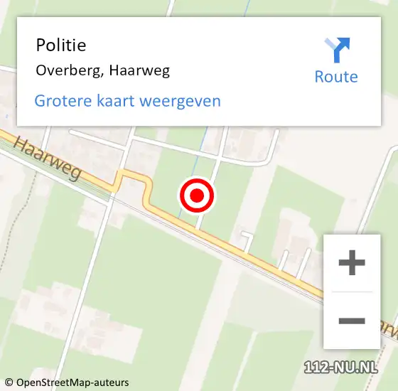 Locatie op kaart van de 112 melding: Politie Overberg, Haarweg op 18 september 2024 07:37