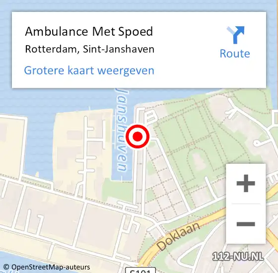 Locatie op kaart van de 112 melding: Ambulance Met Spoed Naar Rotterdam, Sint-Janshaven op 18 september 2024 08:09