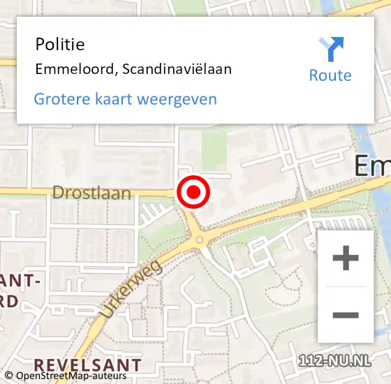 Locatie op kaart van de 112 melding: Politie Emmeloord, Scandinaviëlaan op 18 september 2024 08:19