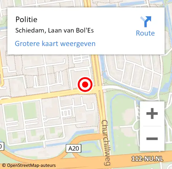 Locatie op kaart van de 112 melding: Politie Schiedam, Laan van Bol'Es op 18 september 2024 08:21