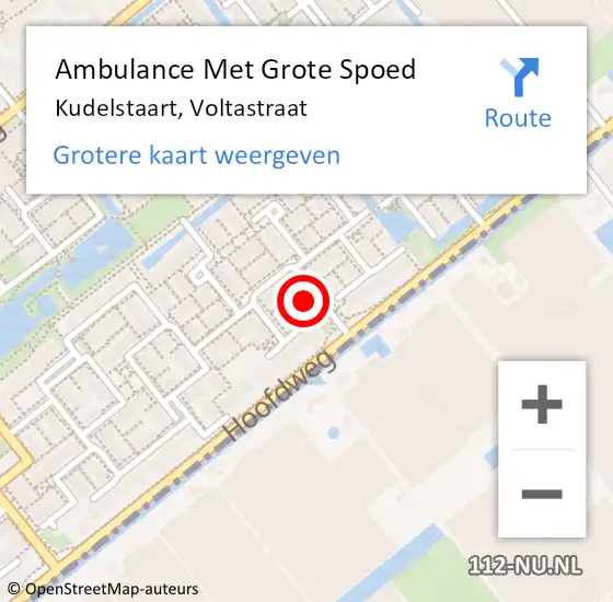 Locatie op kaart van de 112 melding: Ambulance Met Grote Spoed Naar Kudelstaart, Voltastraat op 18 september 2024 08:49