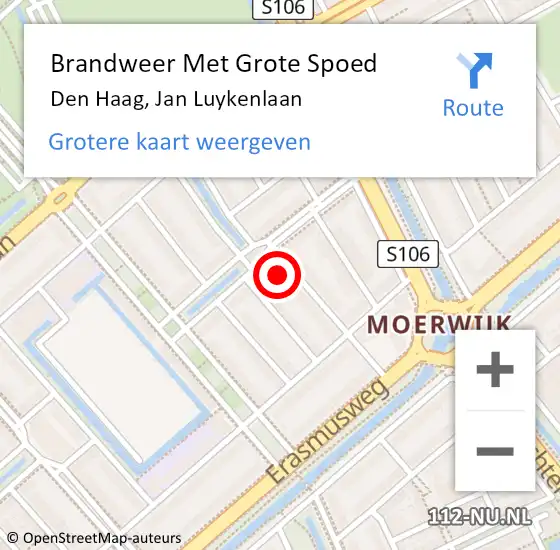 Locatie op kaart van de 112 melding: Brandweer Met Grote Spoed Naar Den Haag, Jan Luykenlaan op 18 september 2024 09:24