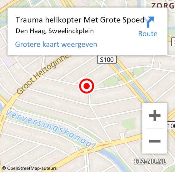 Locatie op kaart van de 112 melding: Trauma helikopter Met Grote Spoed Naar Den Haag, Sweelinckplein op 18 september 2024 09:30