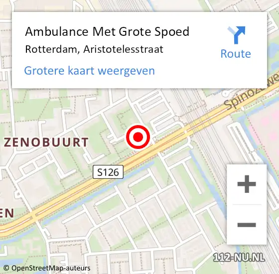 Locatie op kaart van de 112 melding: Ambulance Met Grote Spoed Naar Rotterdam, Aristotelesstraat op 18 september 2024 09:32