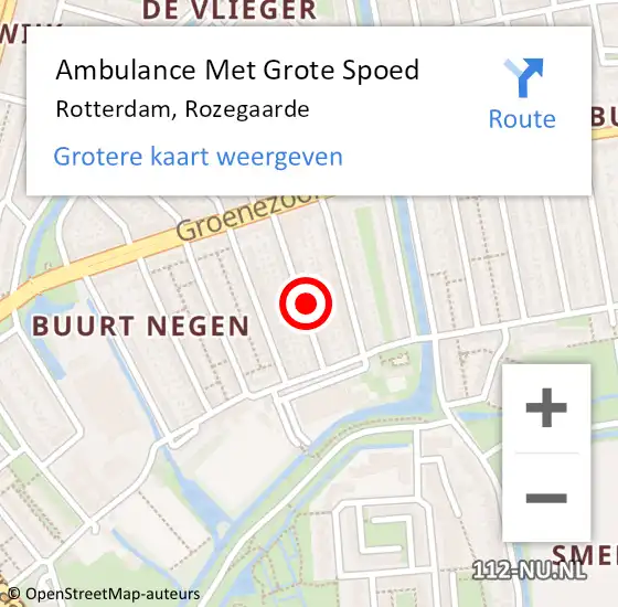 Locatie op kaart van de 112 melding: Ambulance Met Grote Spoed Naar Rotterdam, Rozegaarde op 18 september 2024 09:35