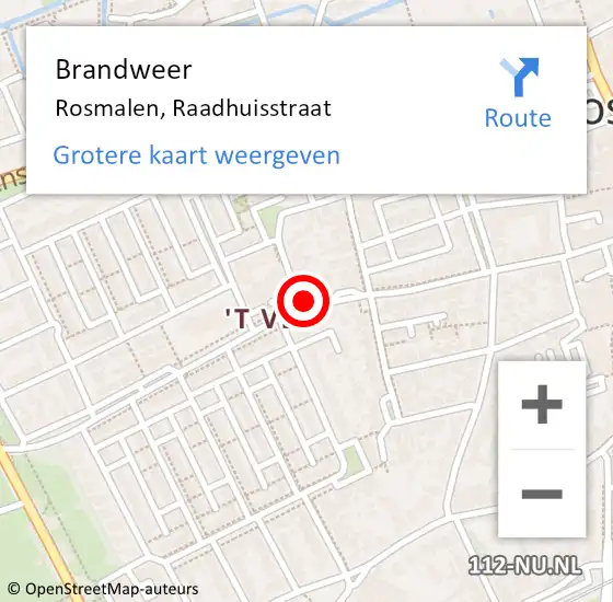 Locatie op kaart van de 112 melding: Brandweer Rosmalen, Raadhuisstraat op 20 oktober 2014 14:25