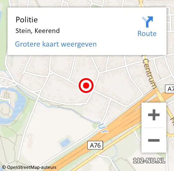 Locatie op kaart van de 112 melding: Politie Stein, Keerend op 18 september 2024 09:37