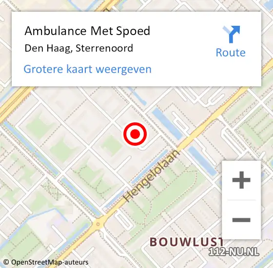 Locatie op kaart van de 112 melding: Ambulance Met Spoed Naar Den Haag, Sterrenoord op 18 september 2024 09:40