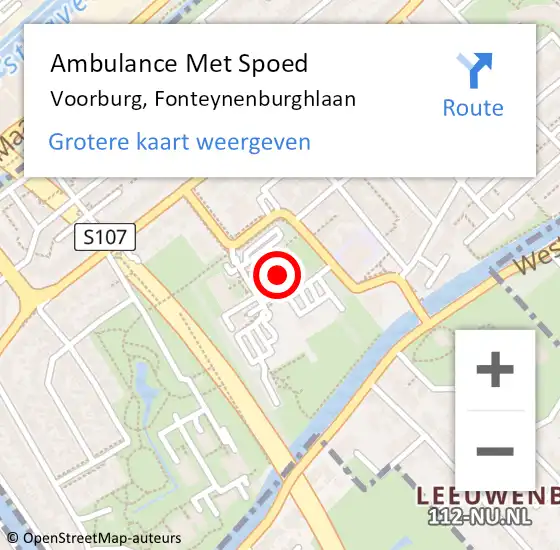 Locatie op kaart van de 112 melding: Ambulance Met Spoed Naar Voorburg, Fonteynenburghlaan op 18 september 2024 09:49