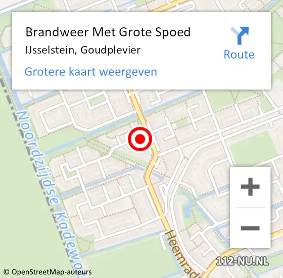 Locatie op kaart van de 112 melding: Brandweer Met Grote Spoed Naar IJsselstein, Goudplevier op 18 september 2024 09:52