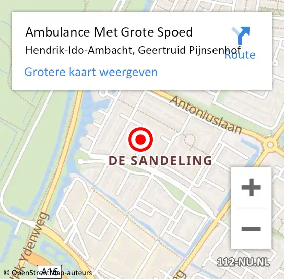 Locatie op kaart van de 112 melding: Ambulance Met Grote Spoed Naar Hendrik-Ido-Ambacht, Geertruid Pijnsenhof op 18 september 2024 09:54