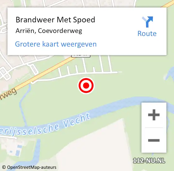 Locatie op kaart van de 112 melding: Brandweer Met Spoed Naar Arriën, Coevorderweg op 18 september 2024 09:56