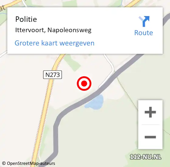 Locatie op kaart van de 112 melding: Politie Ittervoort, Napoleonsweg op 18 september 2024 10:04