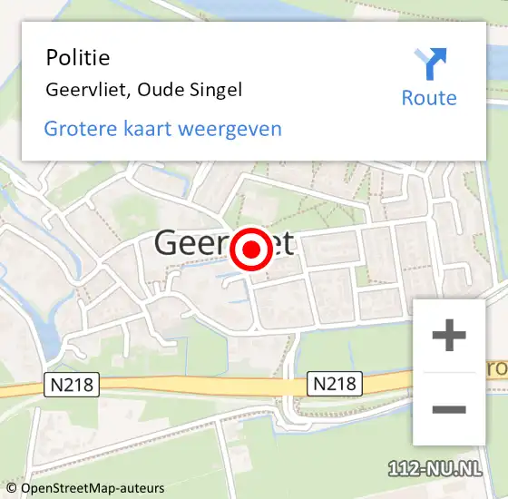 Locatie op kaart van de 112 melding: Politie Geervliet, Oude Singel op 18 september 2024 10:05