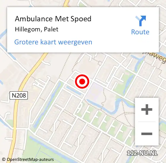 Locatie op kaart van de 112 melding: Ambulance Met Spoed Naar Hillegom, Palet op 18 september 2024 10:08