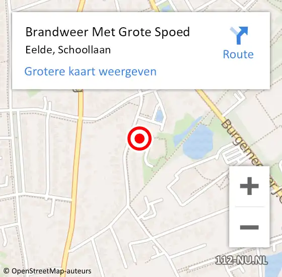 Locatie op kaart van de 112 melding: Brandweer Met Grote Spoed Naar Eelde, Schoollaan op 18 september 2024 10:18