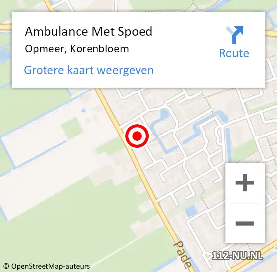 Locatie op kaart van de 112 melding: Ambulance Met Spoed Naar Opmeer, Korenbloem op 18 september 2024 10:25