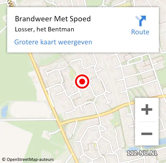 Locatie op kaart van de 112 melding: Brandweer Met Spoed Naar Losser, het Bentman op 18 september 2024 10:29