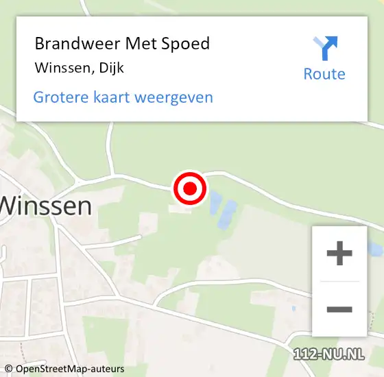 Locatie op kaart van de 112 melding: Brandweer Met Spoed Naar Winssen, Dijk op 18 september 2024 10:37