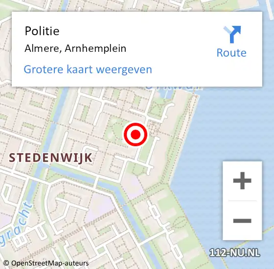 Locatie op kaart van de 112 melding: Politie Almere, Arnhemplein op 18 september 2024 11:01