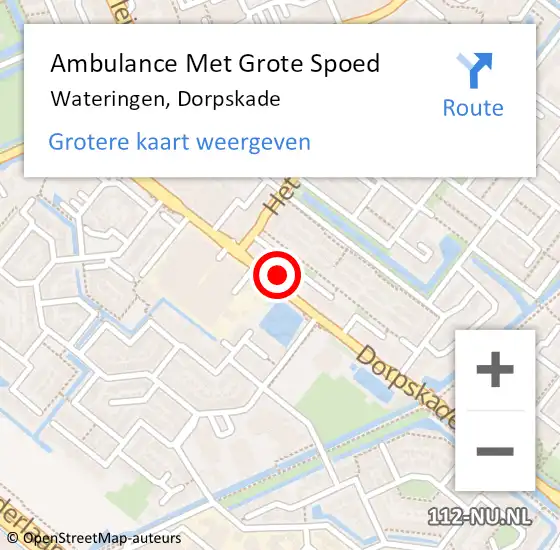 Locatie op kaart van de 112 melding: Ambulance Met Grote Spoed Naar Wateringen, Dorpskade op 18 september 2024 11:13