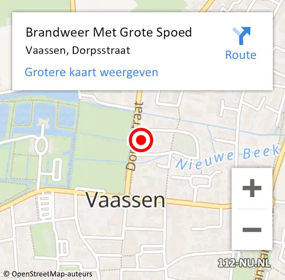 Locatie op kaart van de 112 melding: Brandweer Met Grote Spoed Naar Vaassen, Dorpsstraat op 18 september 2024 11:22