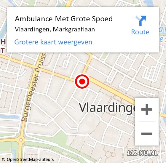 Locatie op kaart van de 112 melding: Ambulance Met Grote Spoed Naar Vlaardingen, Markgraaflaan op 18 september 2024 11:22