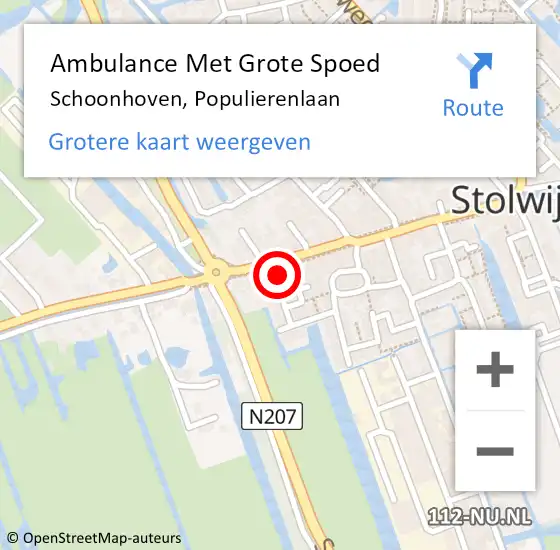 Locatie op kaart van de 112 melding: Ambulance Met Grote Spoed Naar Schoonhoven, Populierenlaan op 18 september 2024 11:51