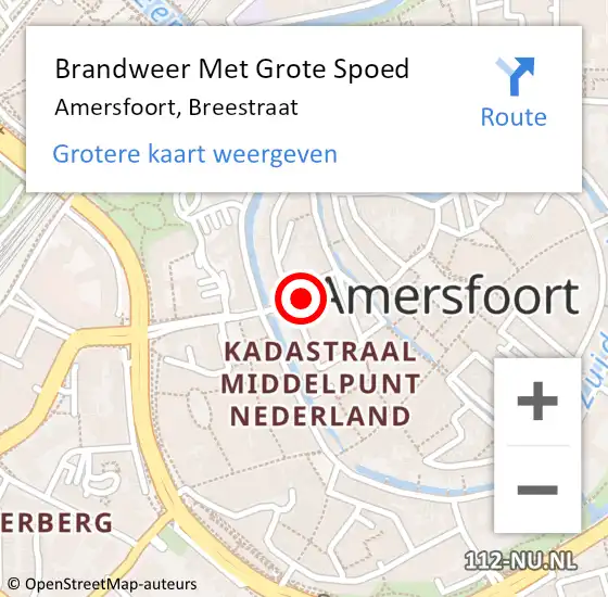 Locatie op kaart van de 112 melding: Brandweer Met Grote Spoed Naar Amersfoort, Breestraat op 18 september 2024 12:31