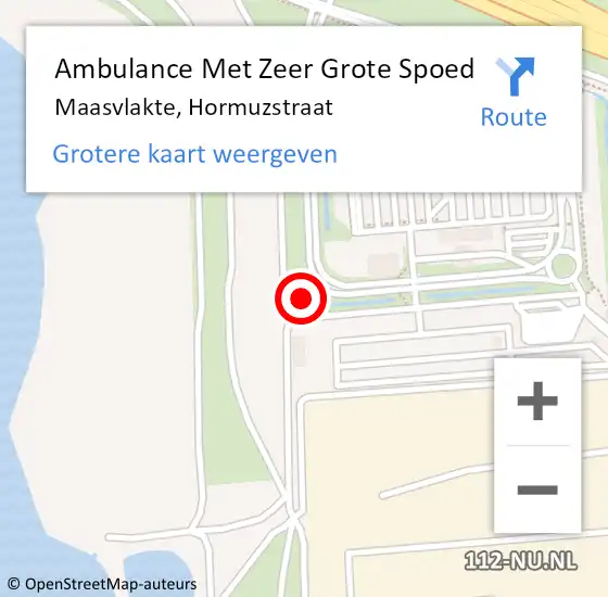 Locatie op kaart van de 112 melding: Ambulance Met Zeer Grote Spoed Naar Maasvlakte, Hormuzstraat op 18 september 2024 12:35