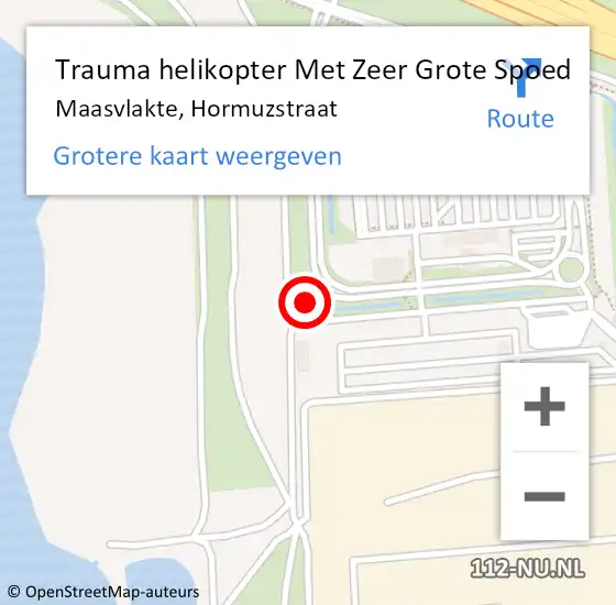 Locatie op kaart van de 112 melding: Trauma helikopter Met Zeer Grote Spoed Naar Maasvlakte, Hormuzstraat op 18 september 2024 12:36