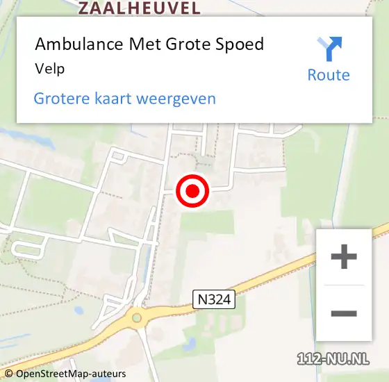 Locatie op kaart van de 112 melding: Ambulance Met Grote Spoed Naar Velp op 18 september 2024 12:38