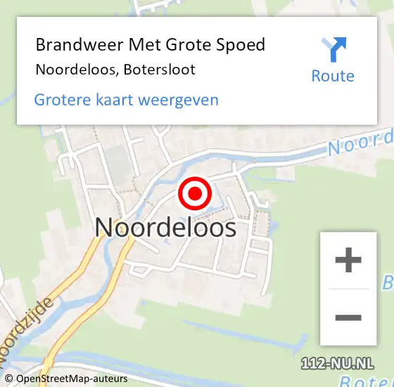 Locatie op kaart van de 112 melding: Brandweer Met Grote Spoed Naar Noordeloos, Botersloot op 18 september 2024 12:51